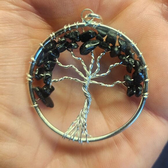 ONYX Tree of Life solver tone wire pendant 1.5 inch diameter NEW - Picture 1 of 3
